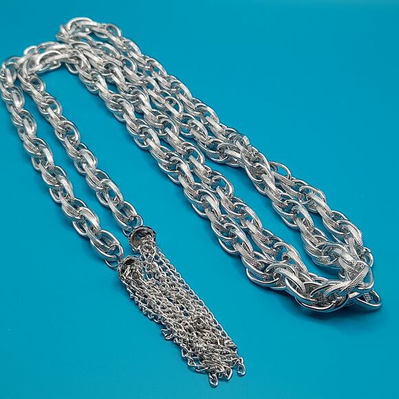 Vintage Long Lariat Tassel Necklace or Belt, Eloxal Jewelry - Picture 6 of 10